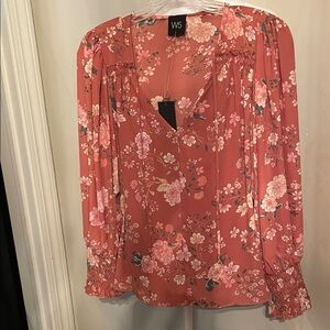 W5 Women's Coral Floral Blouse